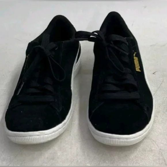 Puma Women's Platform Softfoam Suede Gold / Black  Sneakers -Size 6.5 - Picture 4 of 7